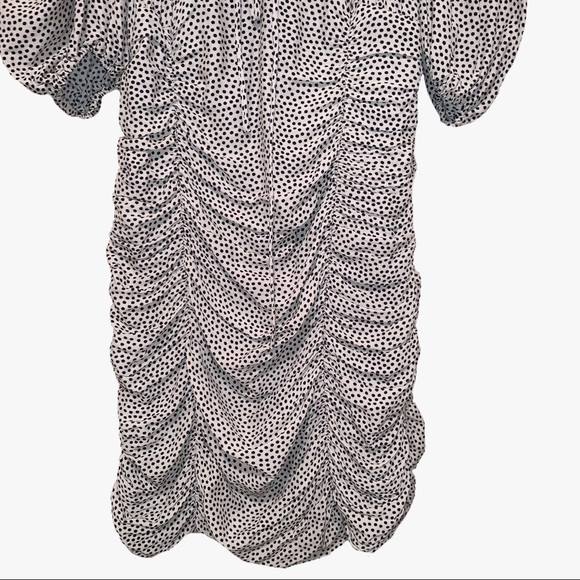 NWT Zara Draped Ruched Polka Dot Mini Dress - Picture 6 of 8